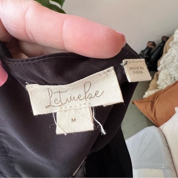 Anthropologie Let Me Be Floral Midi Dress Bold Print Purple Black SIZE MEDIUM - Picture 14 of 14